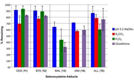 Stability evaluation for selenocysteine conjugates.