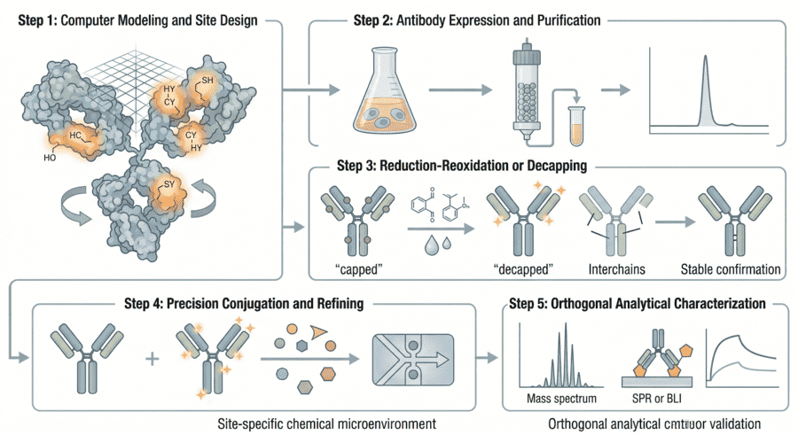 Pre-clinical workflow for engineered cysteine antibody-drug conjugation
