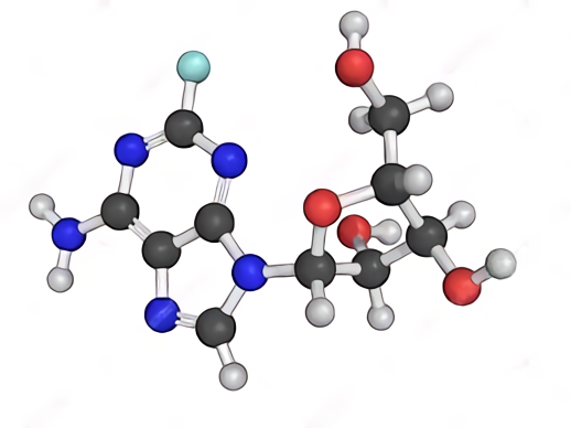 Fludarabine chemical structure. Atoms are represented as spheres with conventional color coding.