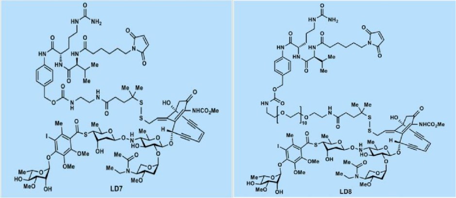 Fig. 3. MMolecular structures of previously disclosed N-acetyl calicheamicin γI 1-carrying linker-drugs LD7 and LD8 (Nicolaou KC, et al., 2021)