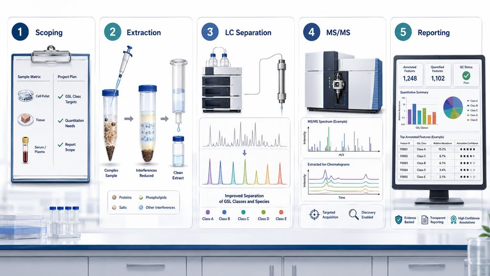 Fig.2 Glycosphingolipid LC-MS/MS profiling workflow overview. (Creative Biolabs Original)