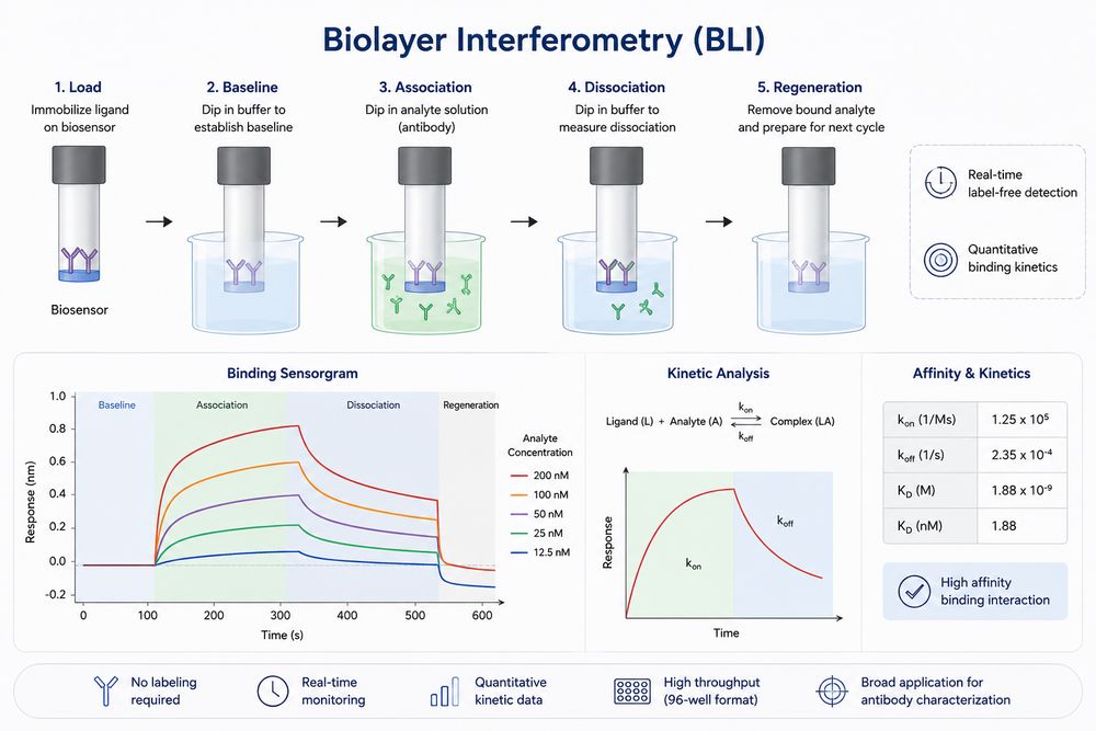 Fig.1 Scientific illustration of BLI workflow. (Creative Biolabs Original)