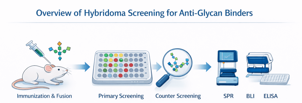 Fig.1 Hybridoma screening for anti-glycan binders overview illustration. (Creative Biolabs Original)