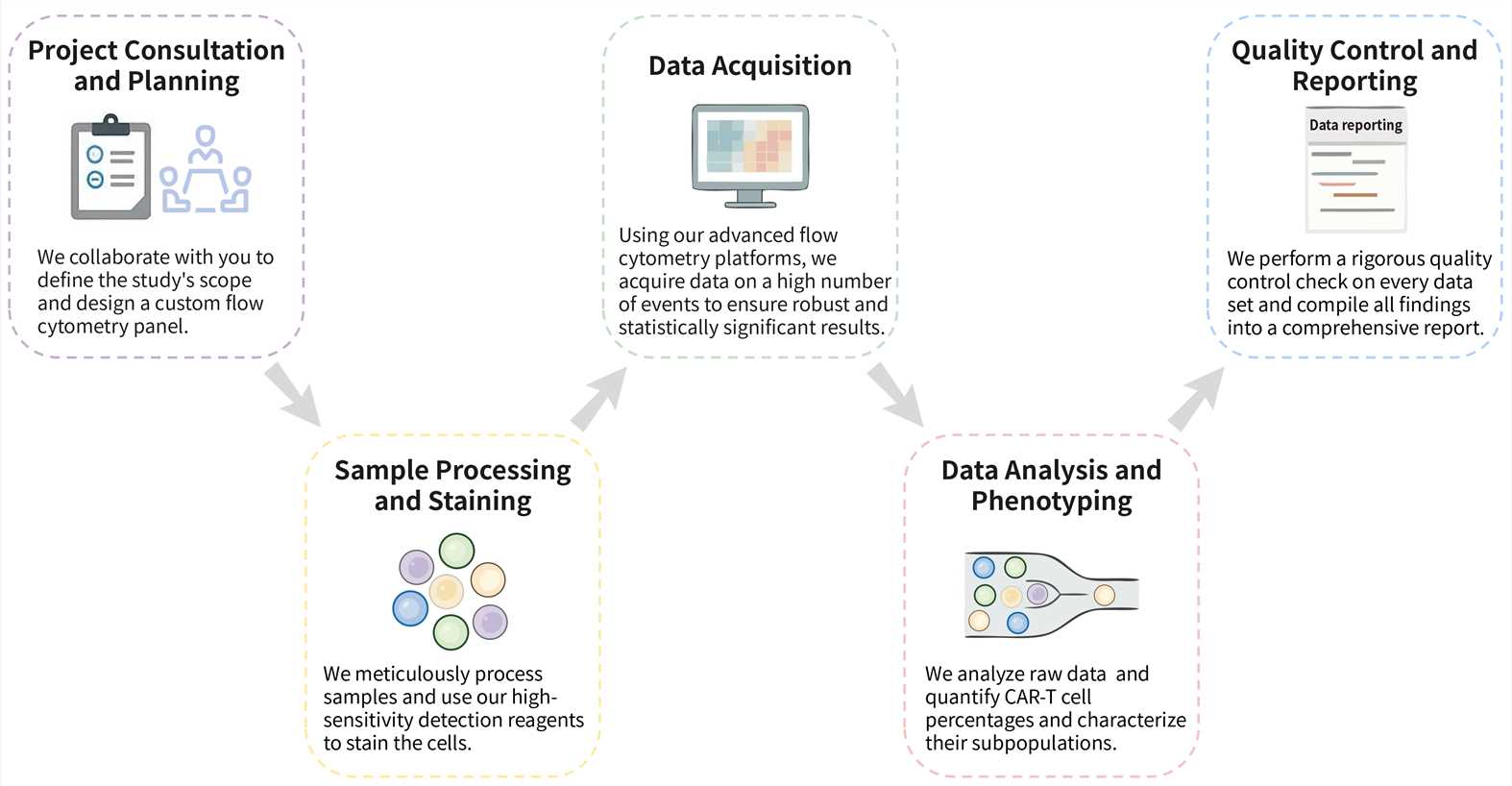 Workflow of flow cytometry application in CAR-T system. (Creative Biolabs Original)