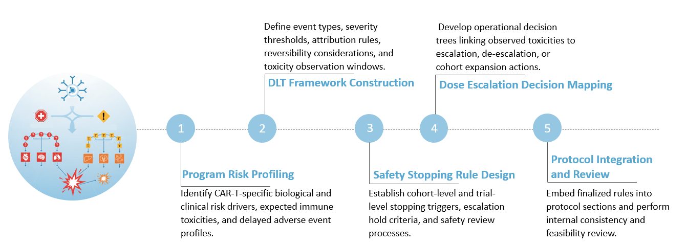 Workflow of Safety Stopping Rules & Dose-Limiting Toxicity Criteria Definition for CAR-T Development. (Creative Biolabs Original)