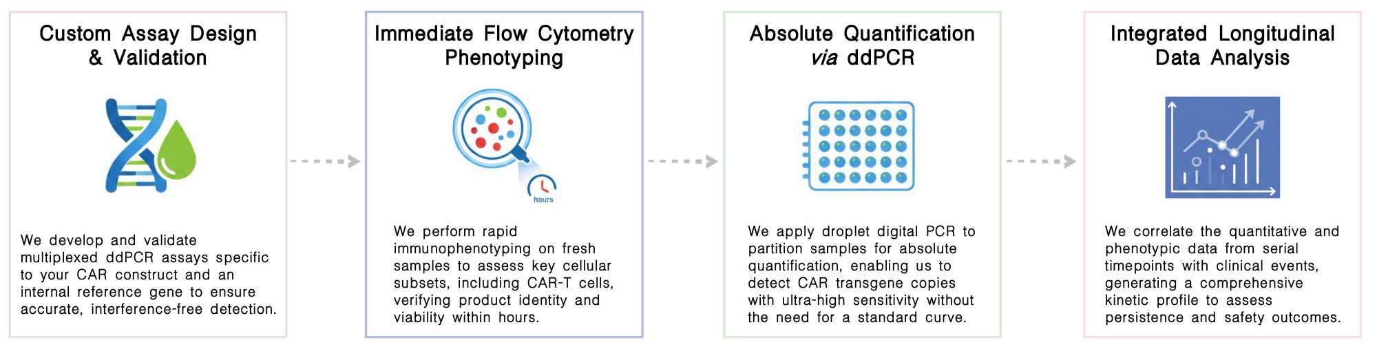 Workflow of CAR-T persistence bioanalysis service by immediate PCR/Flow cytometry at Creative Biolabs. (Creative Biolabs Original)