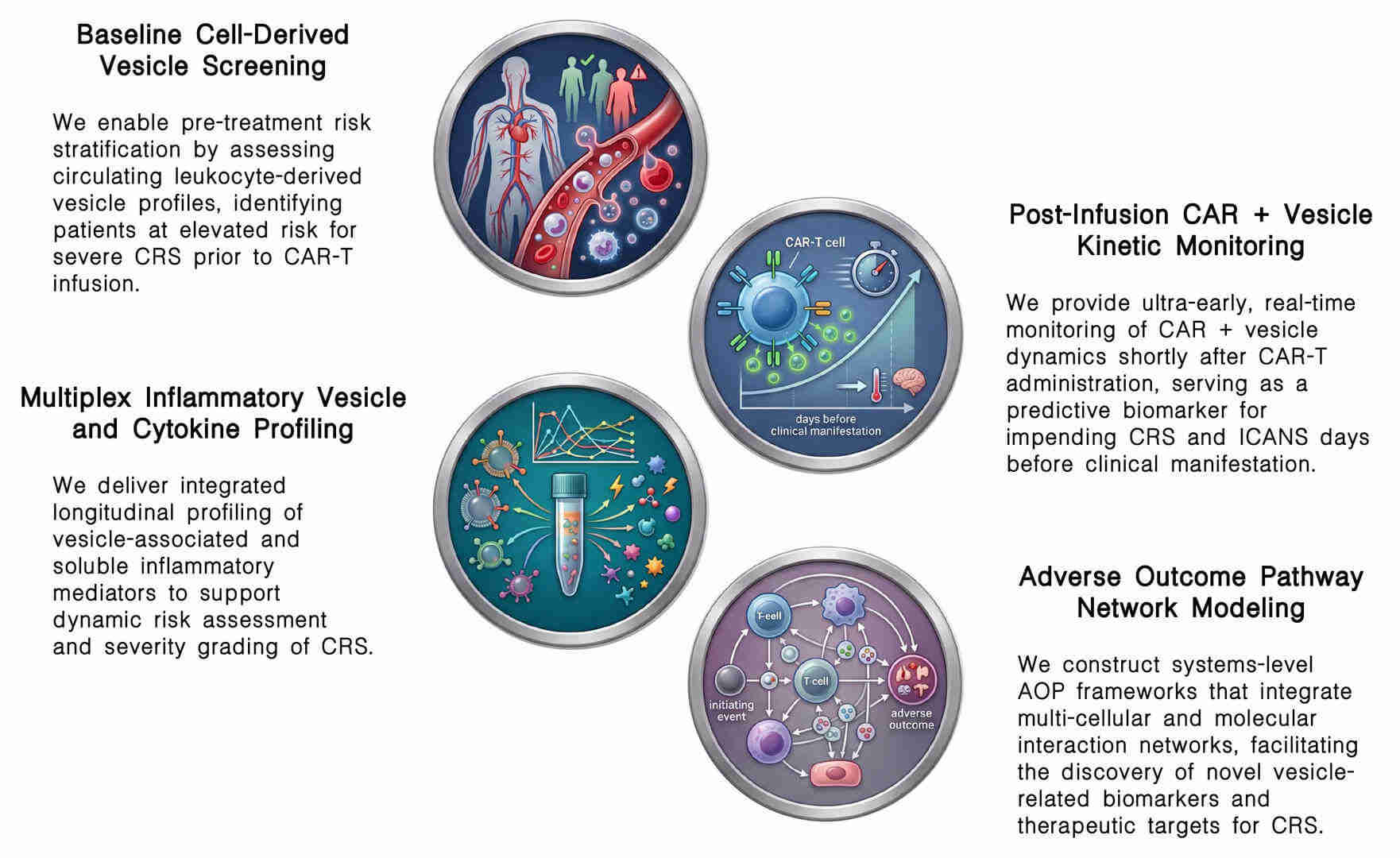 Featured services of CRS risk screening for CAR-T + vesicle combinations at Creative Biolabs. (Creative Biolabs Original)