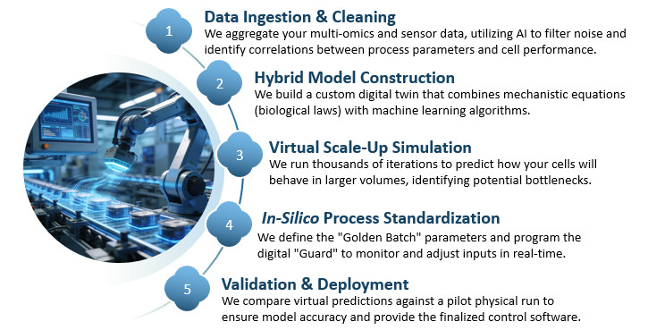 Workflow of AI-Powered Scalability & Process Standardization Service. (Creative Biolabs Original)