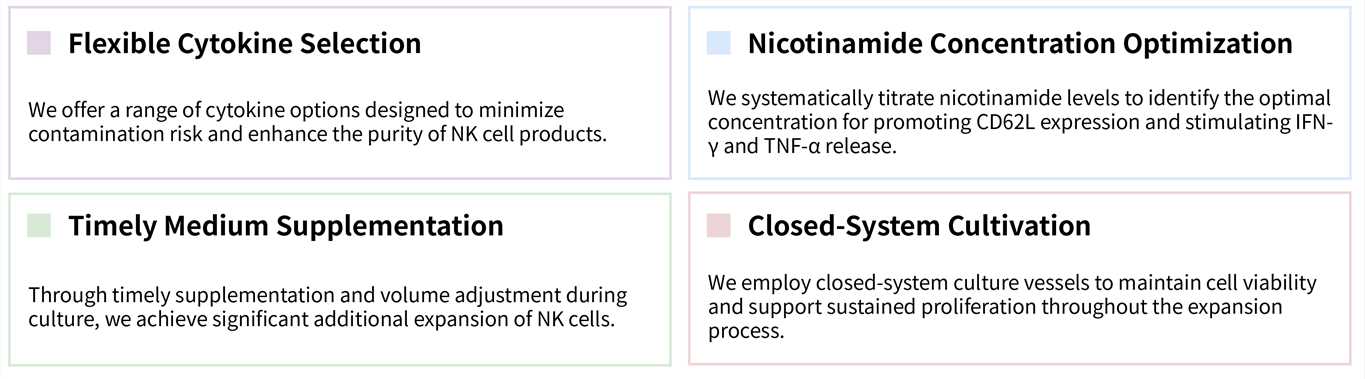 Featured services of nicotinamide-induced NK cell expansion technology. (Creative Biolabs Original)