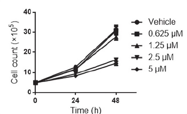 Fig.2 The proliferation curves of sunitinib-treated anti-CA9 CAR-T cells by cell counting. (Gui, et al., 2019)