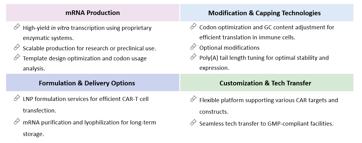 Analysis and testing of CAR-T mRNA Manufacturing. (Creative Biolabs Original)