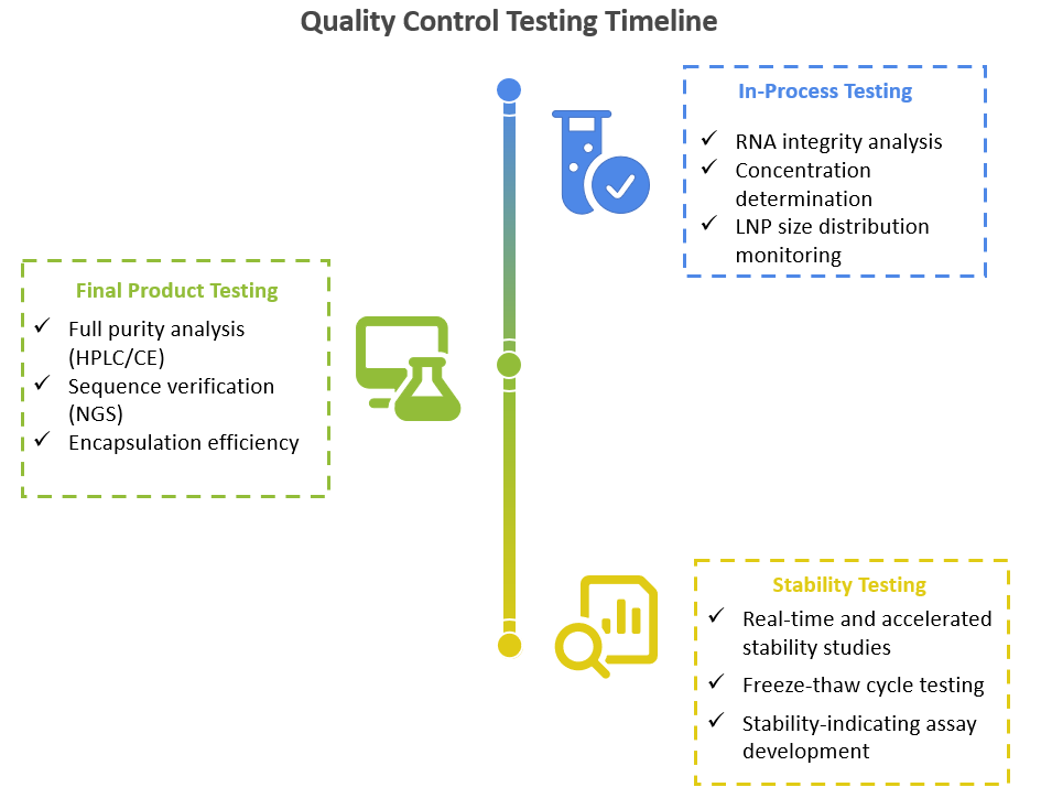 Quality Control Testing Timeline of IVT RNA and LNP Manufacturing Services. (Creative Biolabs Original)