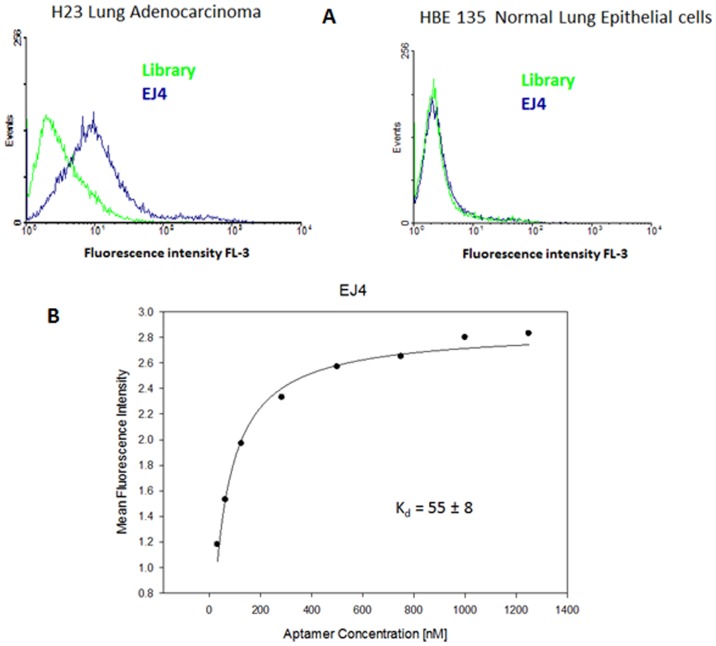 Fig. 3 Flow cytometry assay for the binding of the selected aptamer.