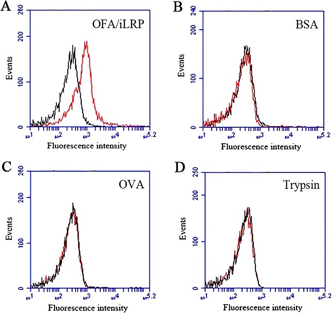 Binding specificity of anti-OFA/iLRP aptamers by flow cytometry.