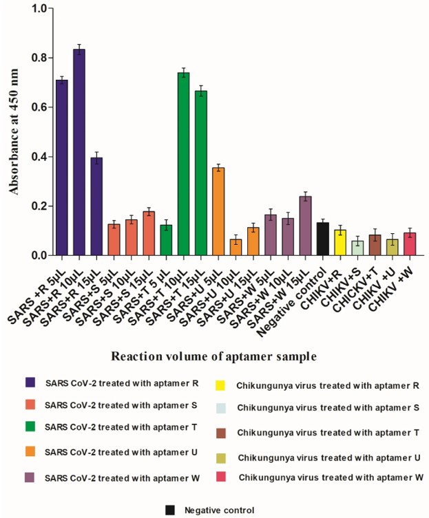 In vitro binding efficacy test of screened aptamers using SARS-CoV-2 virus.