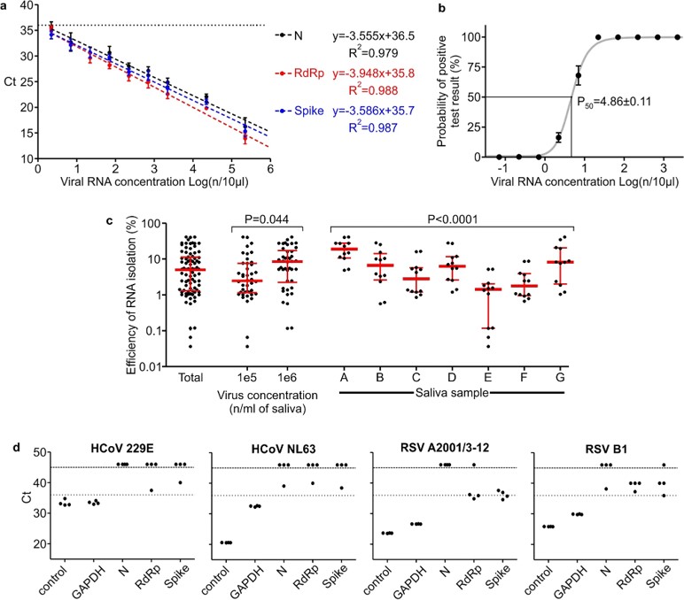Quantitative performance of the screening RT-qPCR-based test.