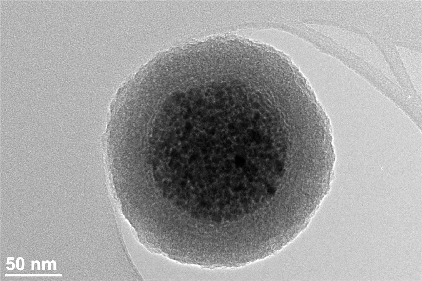Fig.3 Magnetic nanoparticle. (From Wikipedia: By Marko Petek - Own work, https://commons.wikimedia.org/wiki/File:Maghemite_silica_nanoparticle_cluster.jpg)