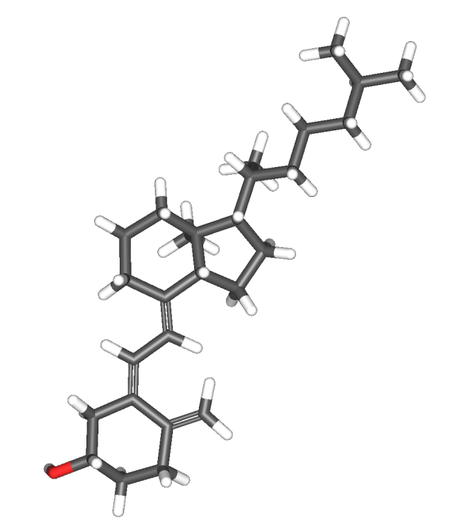 Fig.2 Vitamin D. (From Wiki: By Sbrools - Own work, https://commons.wikimedia.org/wiki/File:Cholecalciferol-3d.png?uselang=zh-cn)