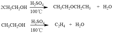 Ethanol produces different products at different reaction temperature.