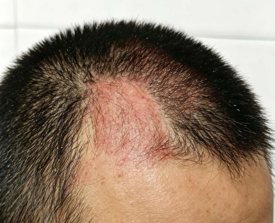 Fig. 1 A person whose scalp damage has led to hair loss / reduced hair density. (Creative Biolabs AI)