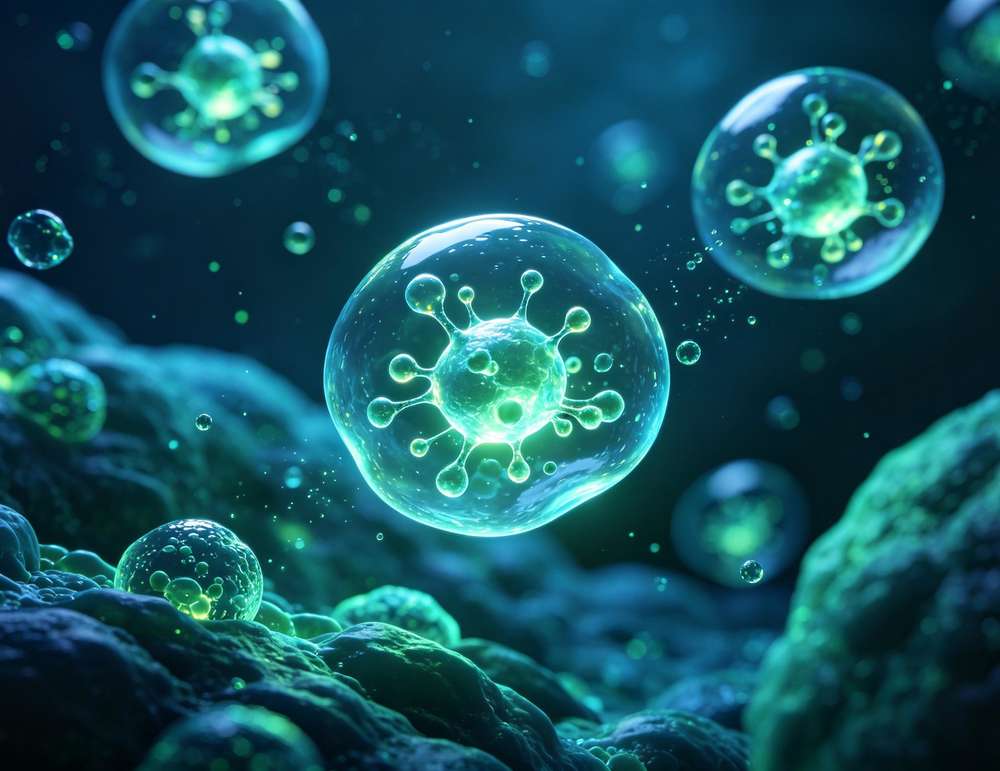 Fig. 1 Exosomes moving in a biological cellular environment. (Creative Biolabs AI) 