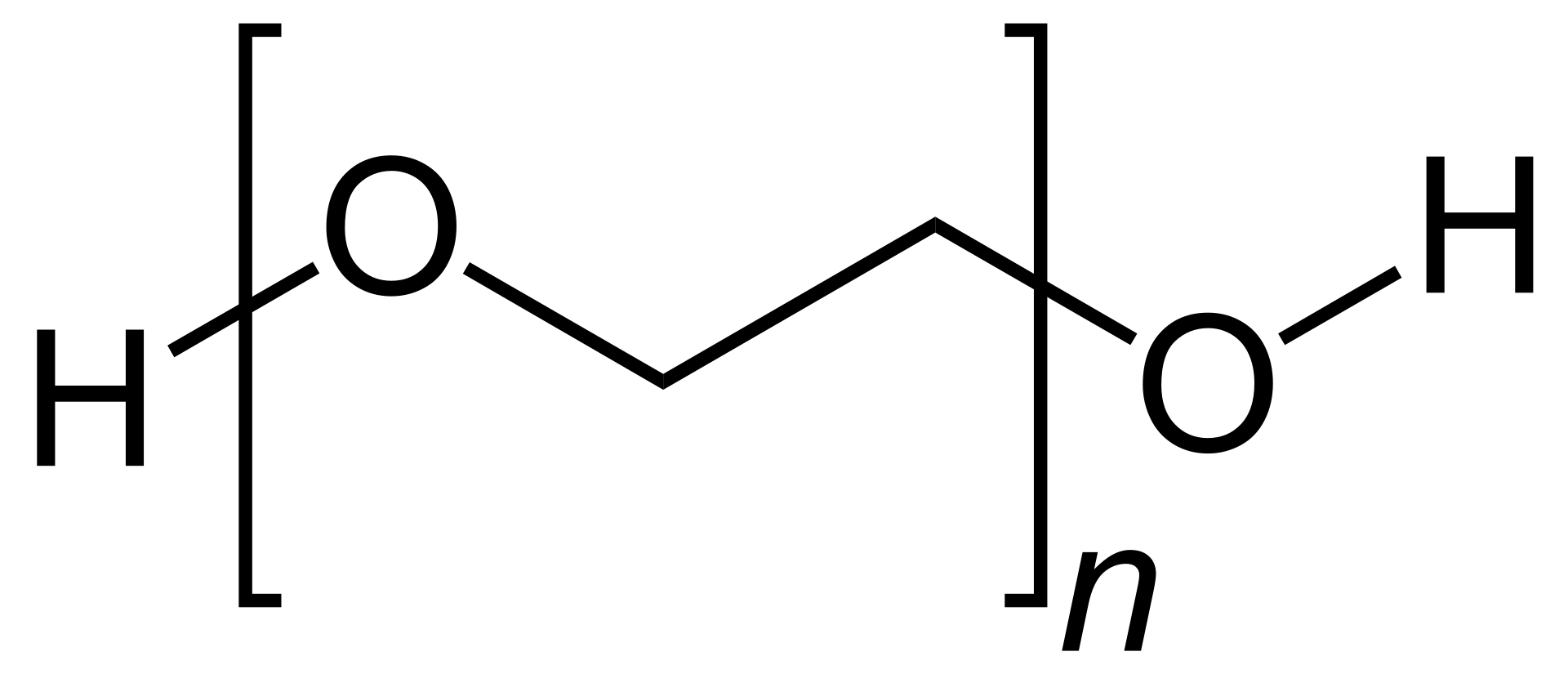 Chemical structure formula of polyethylene glycol.