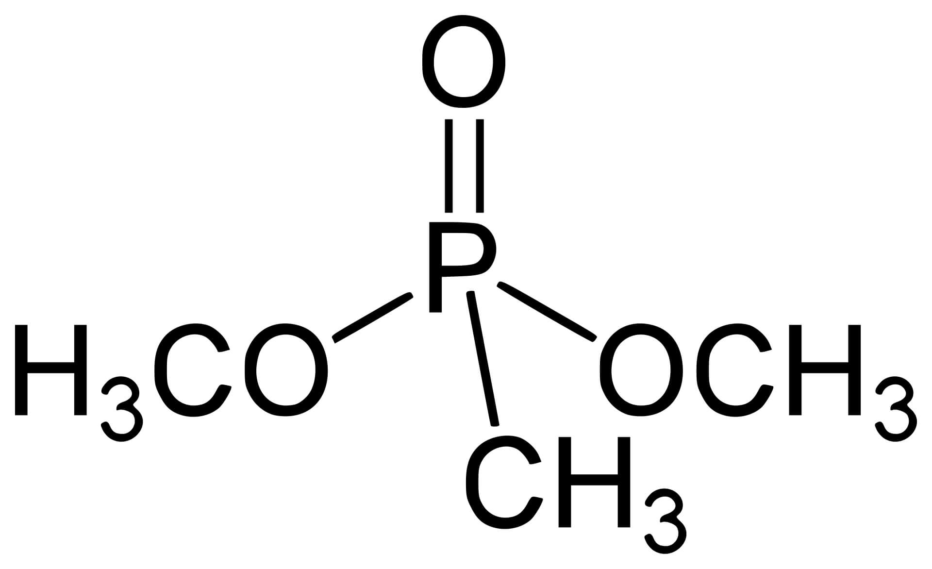 The chemical structural formula of dimethylphosphonate.