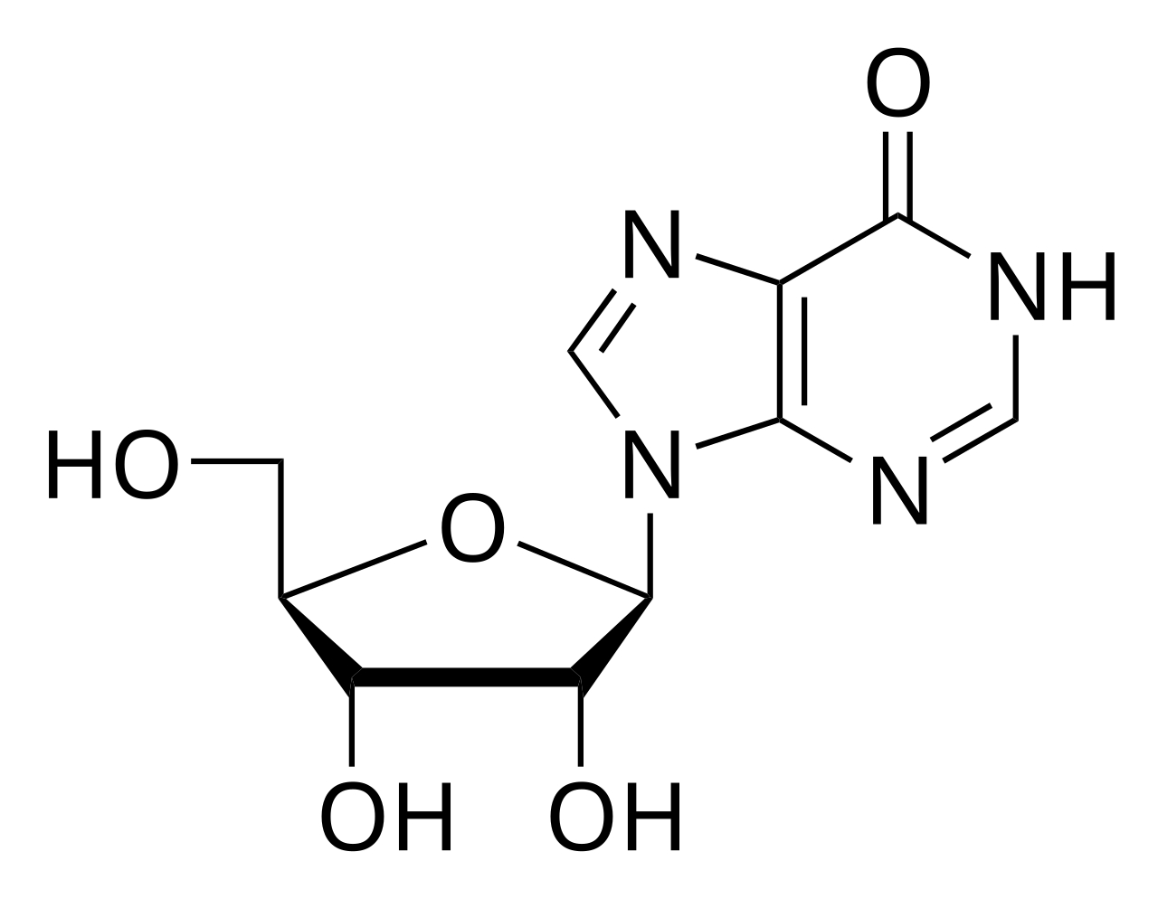 Inosine, also known as hypoxanthine or hypoxanthine nucleoside, has the chemical formula C10H12N4O5.