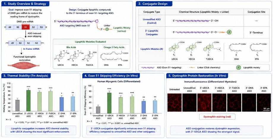 Figure 2. Lipophilic ASO conjugates for exon 51 skipping in DMD. (Creative Biolabs Original)