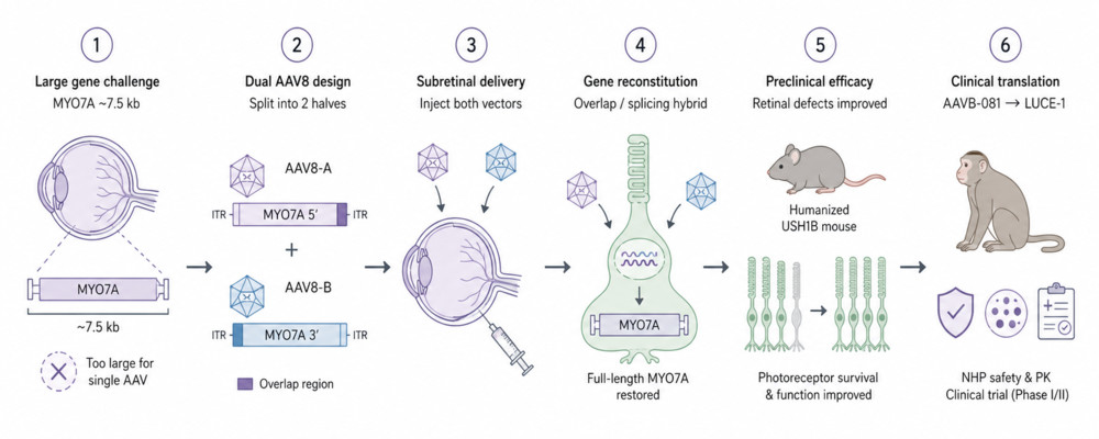 Figure 2. Dual-vector AAV8 system for USH1B gene therapy.