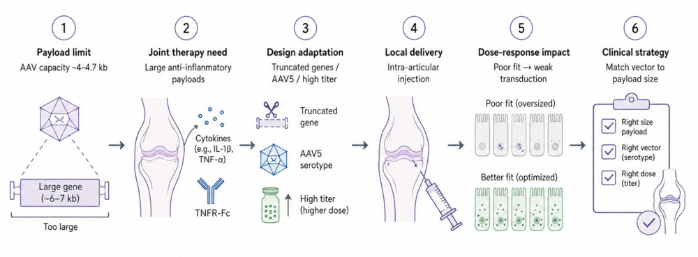 Figure 2. Navigating AAV payload capacity limits in intra-articular gene therapy.