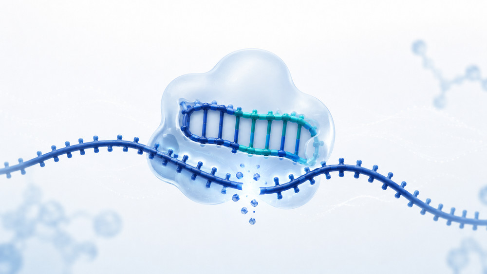 Illustration of complementary target messenger RNA cleavage by guide-loaded Argonaute (Creative Biolabs original)
