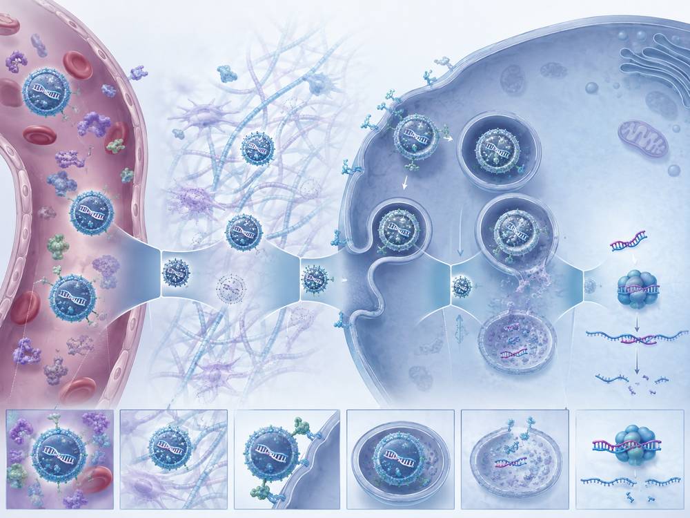RNAi delivery barriers from extracellular stability and tissue distribution to cellular uptake, endosomal escape, and cytosolic availability (Creative Biolabs Original)
