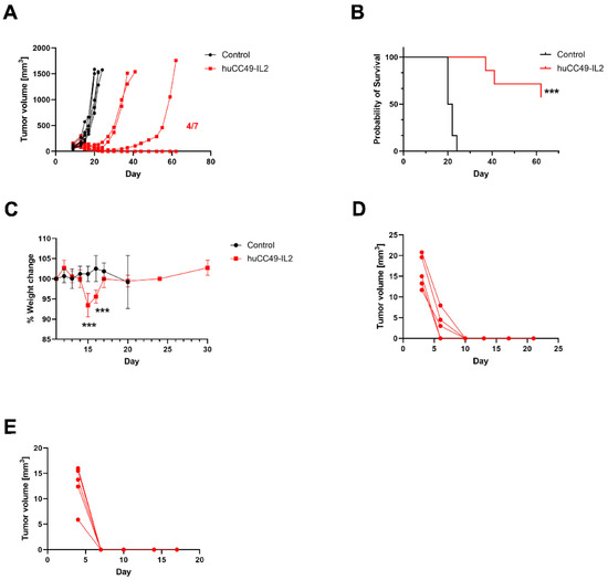 Fig.1 Treatment of murine colon carcinoma using an IL-2 fusion protein targeting TAG-72 as a single-agent therapy. (OA Literature)