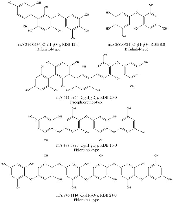 Structure of phlorotannins identified in different algae. (Sardari, et al., 2020)
