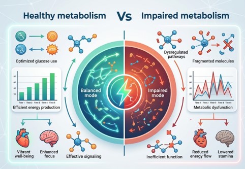Healthy vs. Impaired Metabolism. (Creative Biolabs AI)