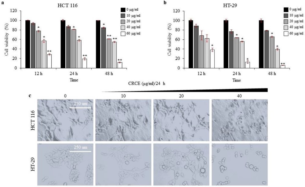 Fig.1 CRCE induces cytotoxicity in colorectal cancer cells. (OA Literature)