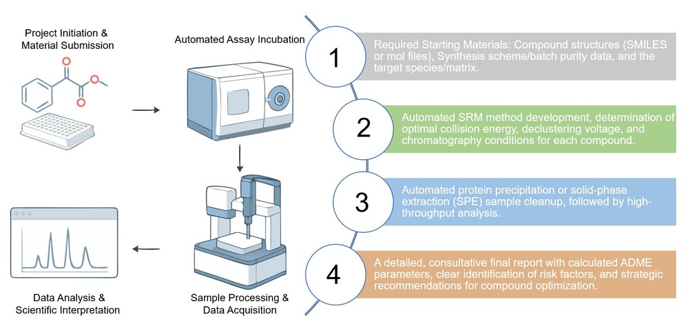 Fig.1 Core steps of HT-ADME service. (Creative Biolabs Original)