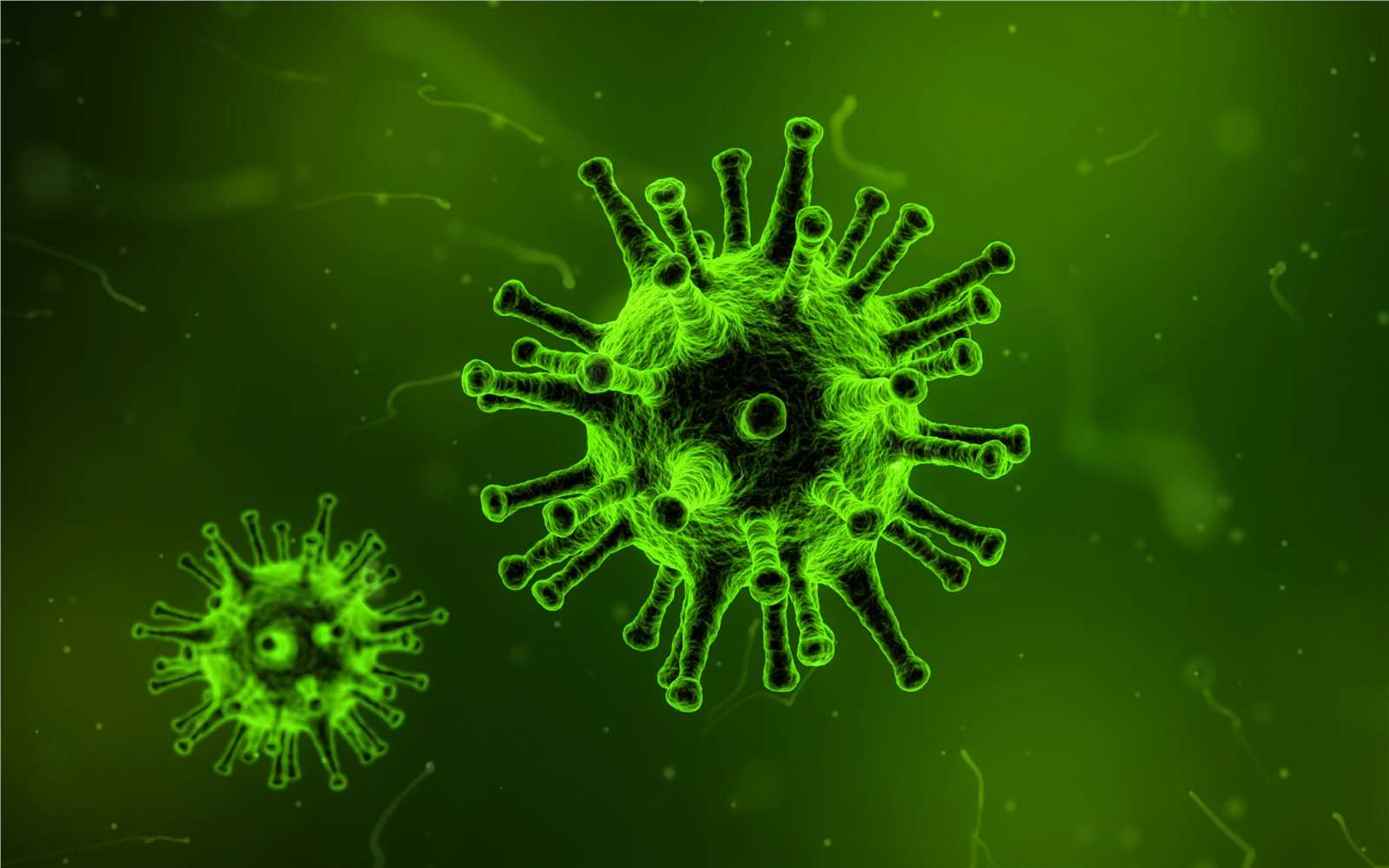 Microscope Close of Virus with Dark Green Background. (Creative Biolabs Authorized)