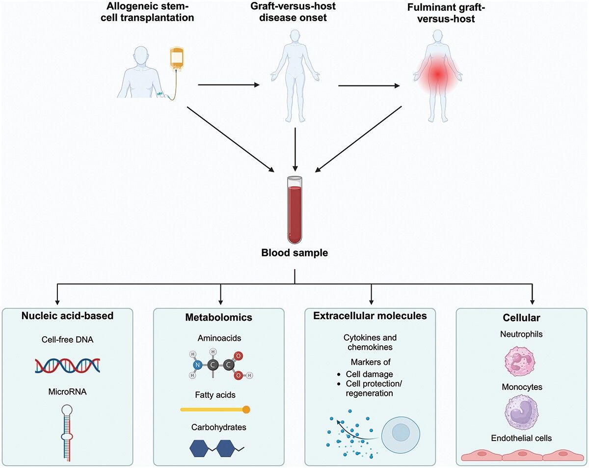 Fig.1 Strategies for the identification and clinical application of prognostic and predictive biomarkers in GVHD. (OA Literature)