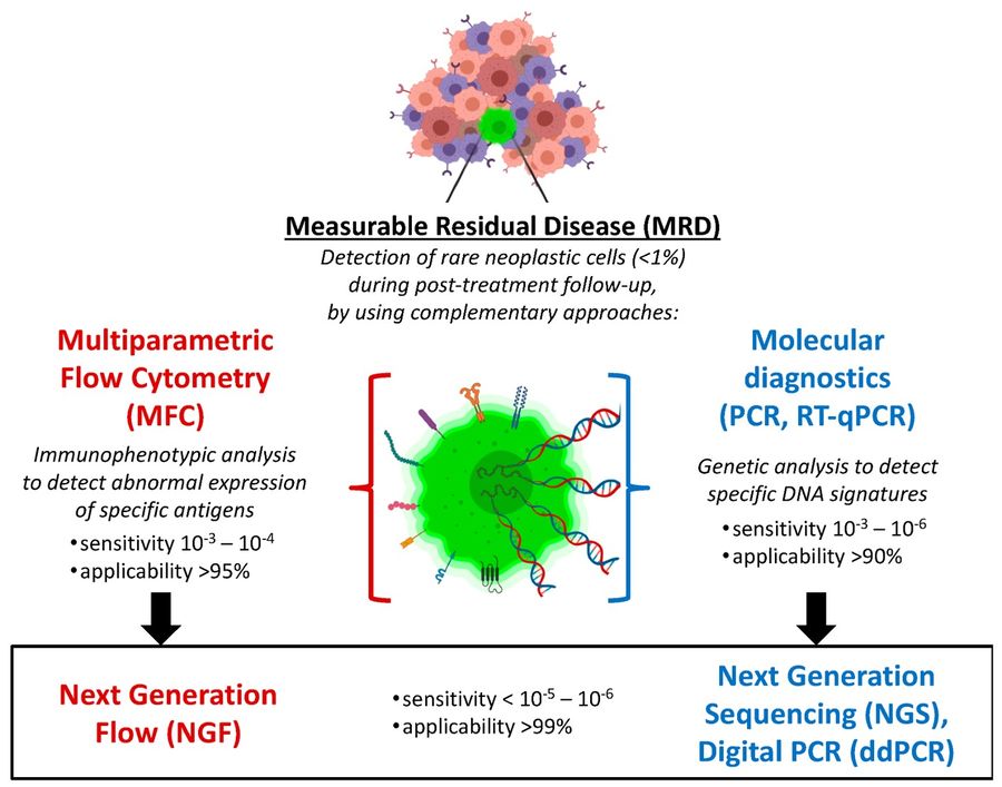Fig.1 Complementary immunophenotypic and molecular approaches for hematologic MRD monitoring. (OA Literature)