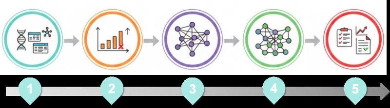 Workflow of angiogenesis regulatory network & pathway integration analysis. (Creative Biolabs Original)