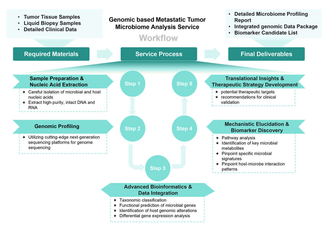 Flowchart of genomic based metastatic tumor microbiome analysis service. (Creative Biolabs Original)