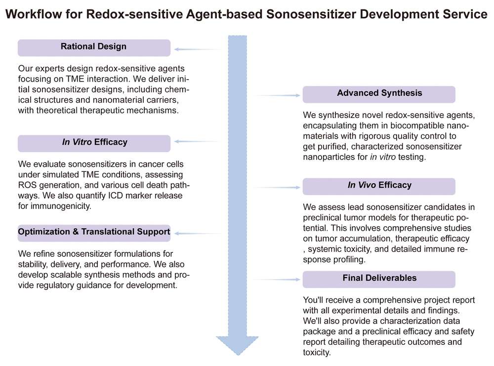 A simple procedure for redox-sensitive agent-based sonosensitizer development service. (Creative Biolabs Original)