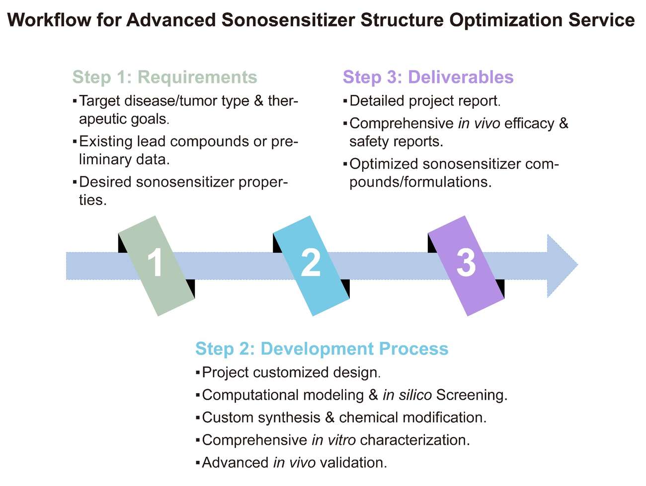 A simple procedure for advanced sonosensitizer structure optimization service. (Creative Biolabs Original)