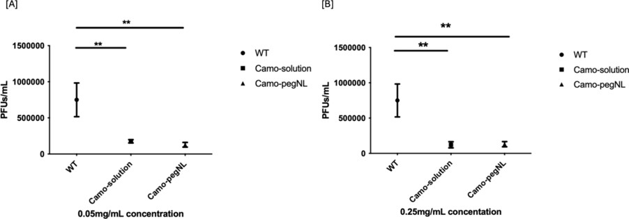Camo-pegNLs inhibits SARS-CoV-2 infected cells. (OA Literature)