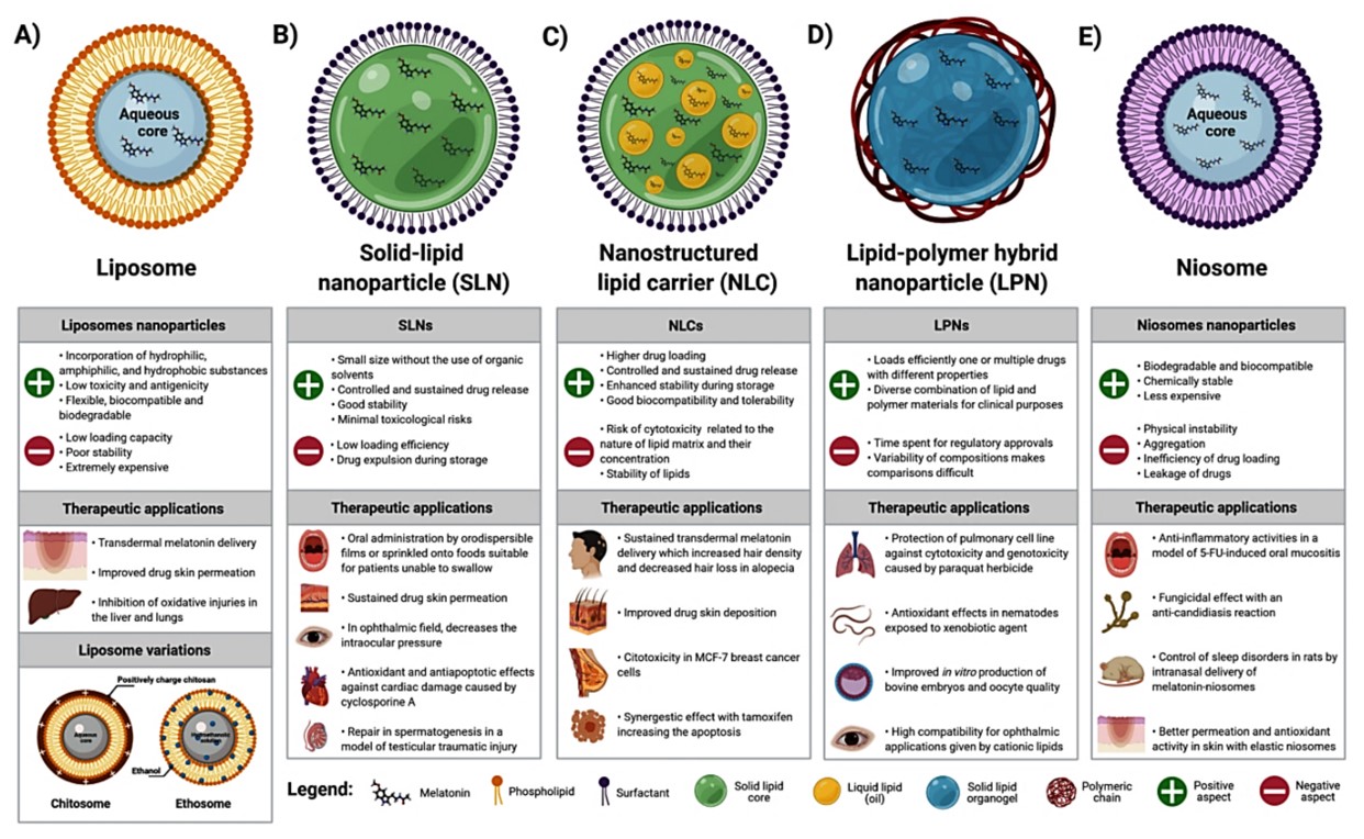 Therapeutic applications of lipid drug delivery systems containing melatonin. (OA Literature)