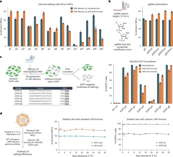 iGeoCas9 RNP–LNP complexes can edit a wide range of genomic targets and multiple different cell lines. (OA Literature)