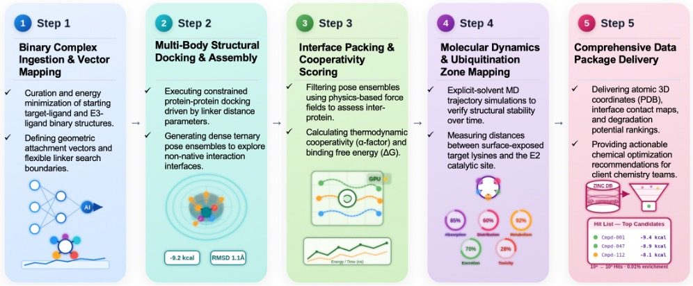 Workflow of In Silico Ternary Structure Prediction & Evaluation Service. (Creative Biolabs AI)