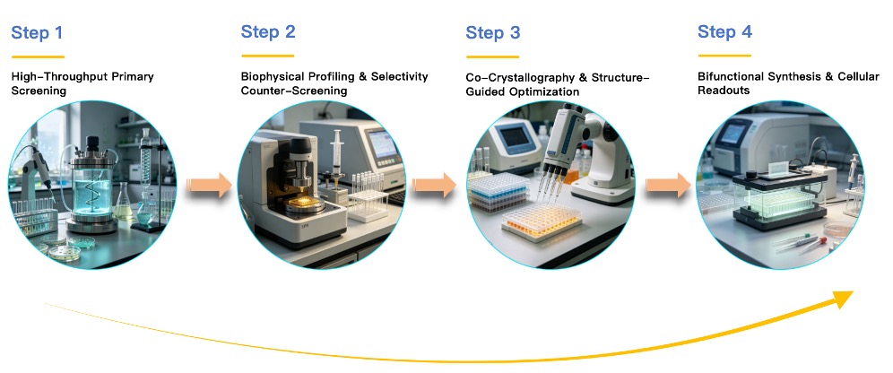 Workflow of GID4 based Protein Degrader Ligand Screening Service. (Creative Biolabs Original)